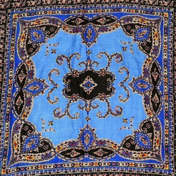 Collectif by Echo Ornate‎ Wool Scarf Multicolor Frayed Edge Printed Pattern - Picture 2 of 8